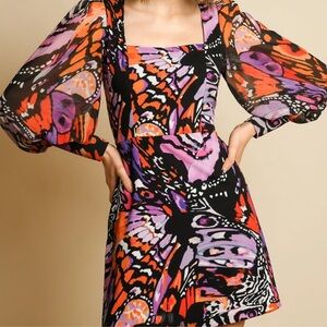 HUTCH DESIGN Elaine Dress - Multi Butterfly Swirls